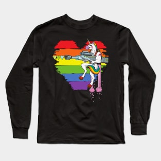 Gay Pride Rainbow Flag Unicorn Shirt Long Sleeve T-Shirt